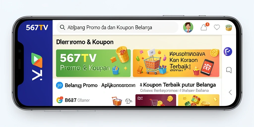 Antarmuka 567TV menampilkan berbagai kupon dan penawaran menarik.