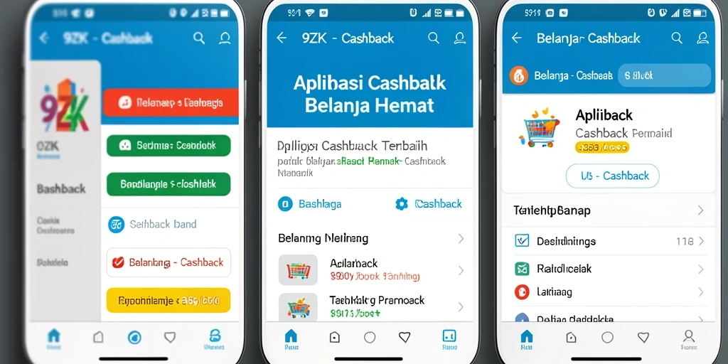 Tampilan antarmuka aplikasi Cashback 9ZK yang mudah diakses.