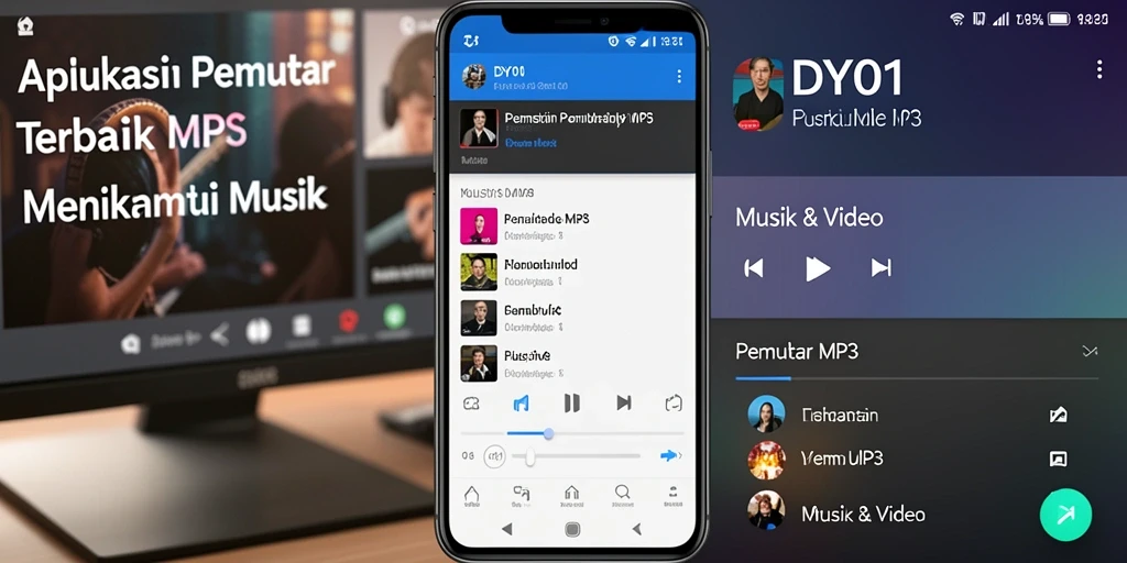 Antarmuka pengguna aplikasi Pemutar MP3 DY01 yang menarik dan modern.