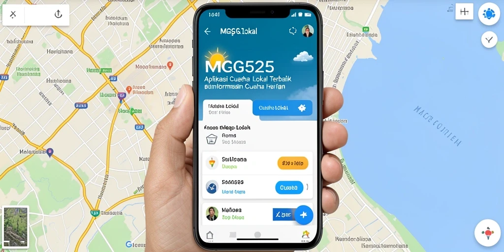 Tampilan antarmuka aplikasi Cuaca Lokal MG525 yang informatif.