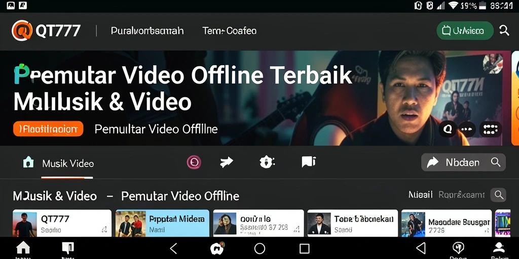 Antarmuka QT777 yang memukau dan fungsional untuk pemutaran video offline.