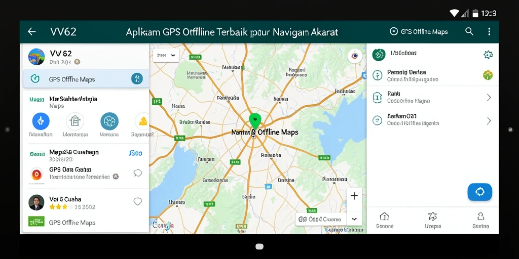 Antarmuka aplikasi <strong>VV62</strong> yang memudahkan navigasi GPS Offline Maps.